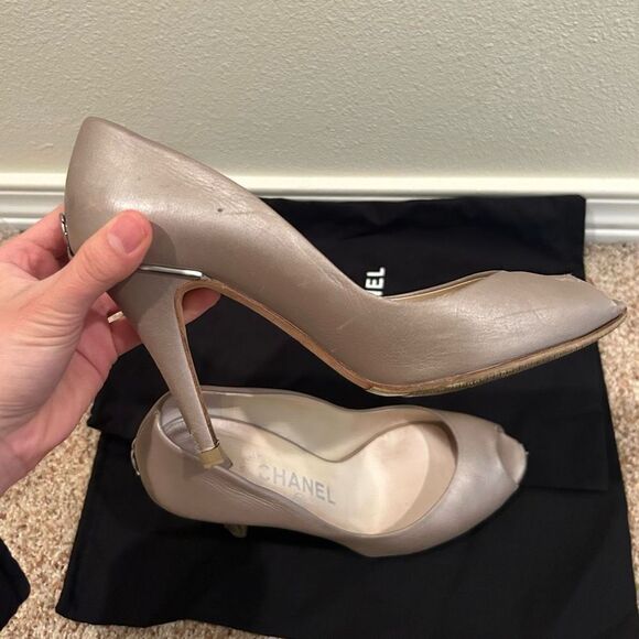Chanel size 37 Open Toe Heels with dustbag - Picture 7 of 12